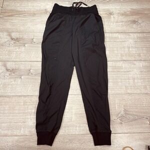 Lululemon Pants Womens 4 Black Jogger‎ Ribbed Waist Cuffed Drawstring LW5ENMS